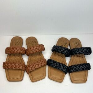 Blowfish Womens Zelie Square Toe Braided Comfort Slides Lot of 2 Both Sz 7.5M NU